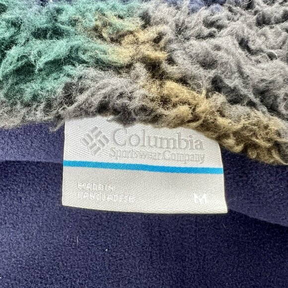 Columbia Women's Medium Jacket Sherpa Winter Pass Full Zip Navy Camo Fleece Soft - Picture 8 of 12